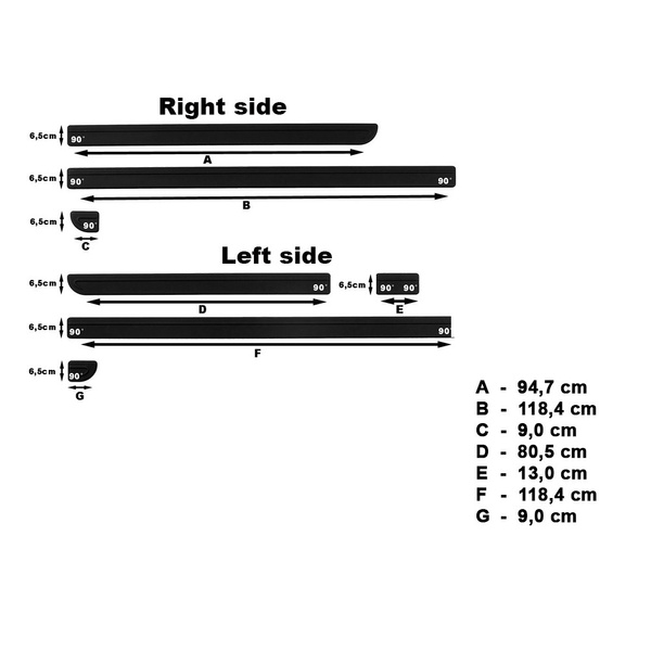 Mulaje laterale pentru mașină: Volkswagen Transporter T5 Van (2004-2015) - (ampatament scurt)