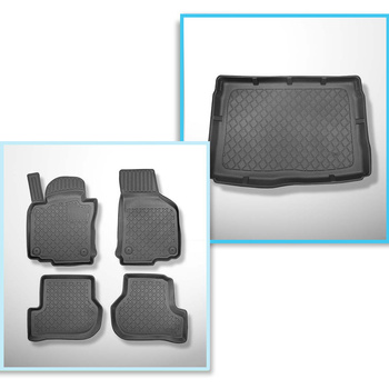 Set cu tăvița pentru portbagaj și covorașe auto TPE pentru: Volkswagen Golf VI Hatchback (09.2008-09.2012) - cu roată de rezervă completă și/sau tracțiune integrală (4 Motion)