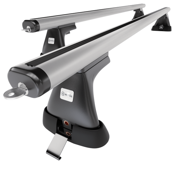 Portbagaj de bază pentru plafonul mașinii pentru: Toyota Hiace Van (2007-2012) - argintiu - puncte de montare - aluminiu