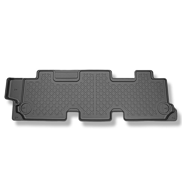 Set cu tăvița pentru portbagaj și covorașe auto TPE pentru: Volkswagen Caravelle T5 Van (2003-05.2015) - ampatament scurt; în spatele celui de-al treilea rând de scaune; al treilea rând spate complet (TT - al treilea rând)