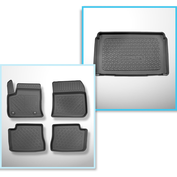 Set cu tăvița pentru portbagaj și covorașe auto TPE pentru: Opel Corsa-e Hatchback (03.2020-....)