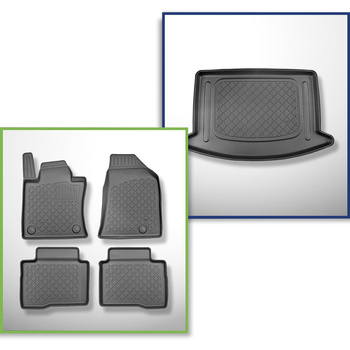 Set cu tăvița pentru portbagaj și covorașe auto TPE pentru: Ssangyong Korando IV C300 Crossover (09.2019-....) - portbagaj inferior (fără/sub podeaua multifuncțională); nu pentru versiunea electrică