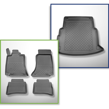 Set cu tăvița pentru portbagaj și covorașe auto TPE pentru: Mercedes-Benz Clasa E W214 Limuzină (08.2023-....) - nu pentru versiunea Plug-in Hybrid