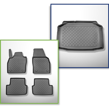 Set cu tăvița pentru portbagaj și covorașe auto TPE pentru: Audi A1 GB Sportback (07.2018-2024) - portbagaj inferior; modele fără podea mobilă a portbagajului