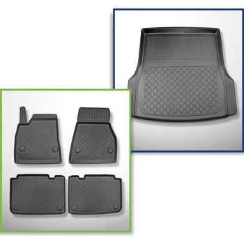 Set cu tăvița pentru portbagaj și covorașe auto TPE pentru: Tesla Model S Liftback (04.2015-12.2020) - portbagaj spate; tracțiune pe 4 roți