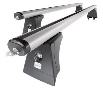 Portbagaj de bază pentru plafonul mașinii pentru: Opel Corsa D Hatchback (2007-2014) - argintiu - puncte de montare - aluminiu